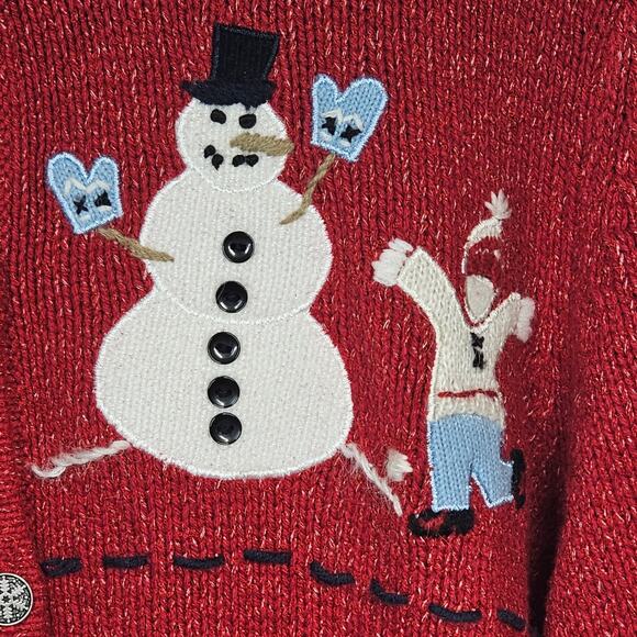 Northern Reflections Vintage Red Snowman Holiday Sweater Size L/XL - Picture 3 of 13